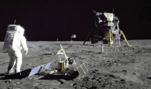 Astronaut and Lunar Module pilot Buzz Aldrin on the moon’s surface