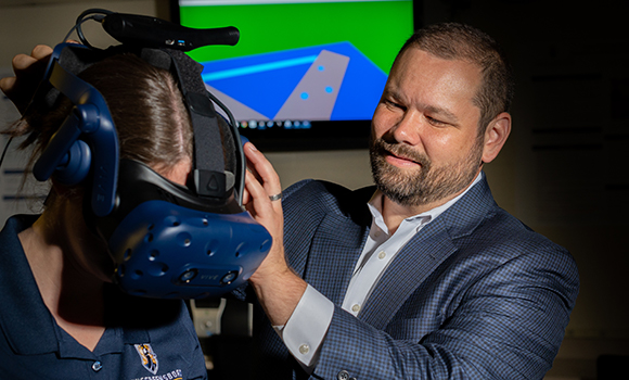 man with green screen