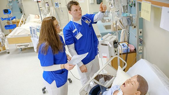 students working together in simulation lab