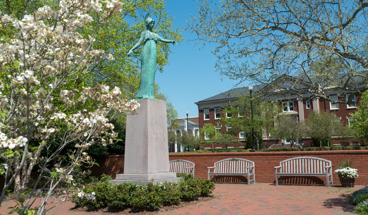 Minerva statue on UNCG campus