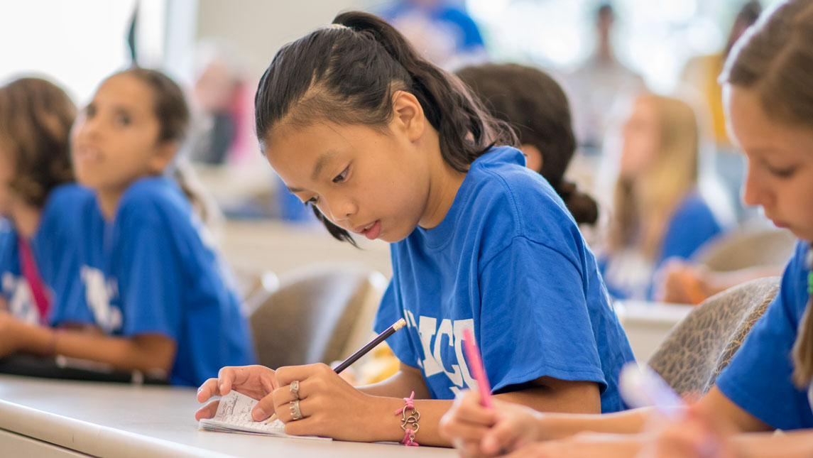 Photo of a student during the young writers' camp