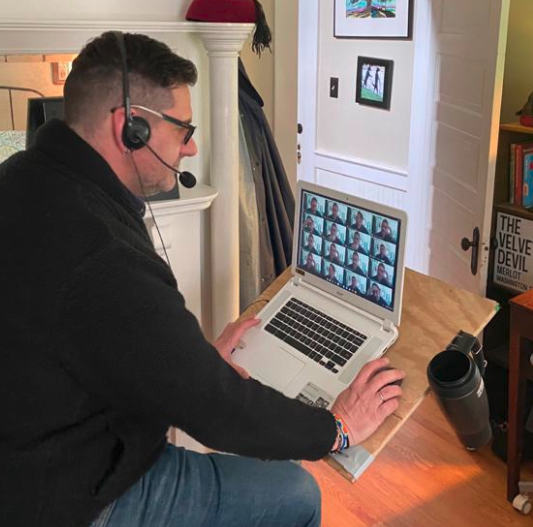 Photo of professor working from home on computer