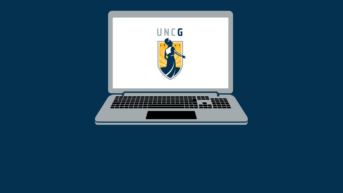 graphic of laptop with UNCG logo on screen
