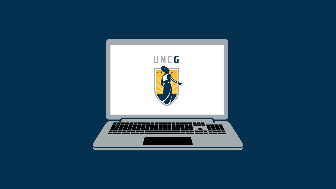 graphic of laptop with UNCG logo on screen