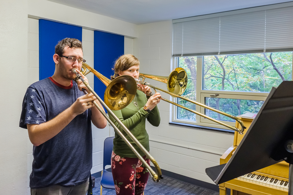 Photo of students playing trombones