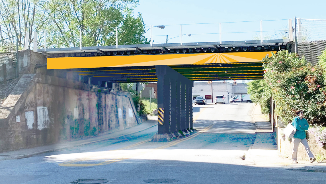 rendering of railroad bridge painting design