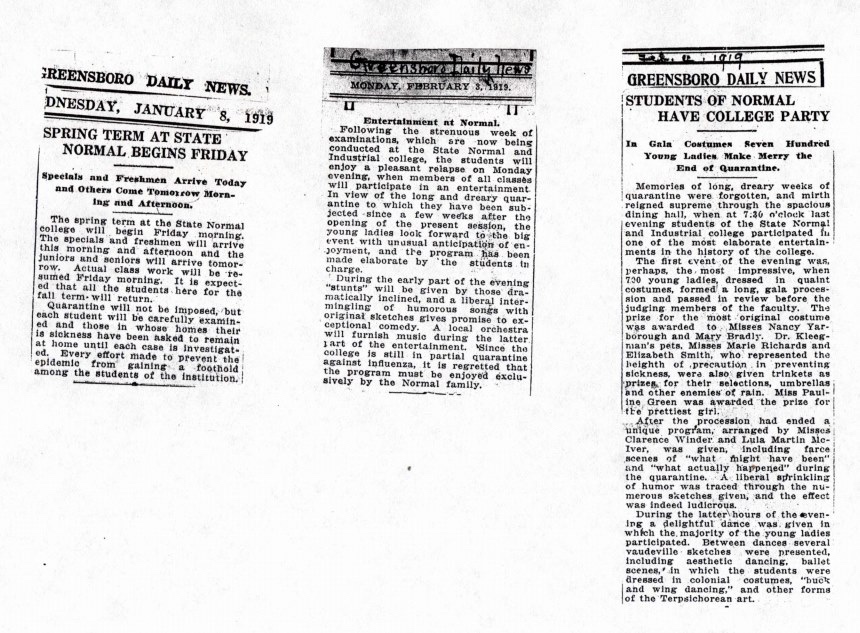 Newspaper clippings from Greensboro Daily News in 1919