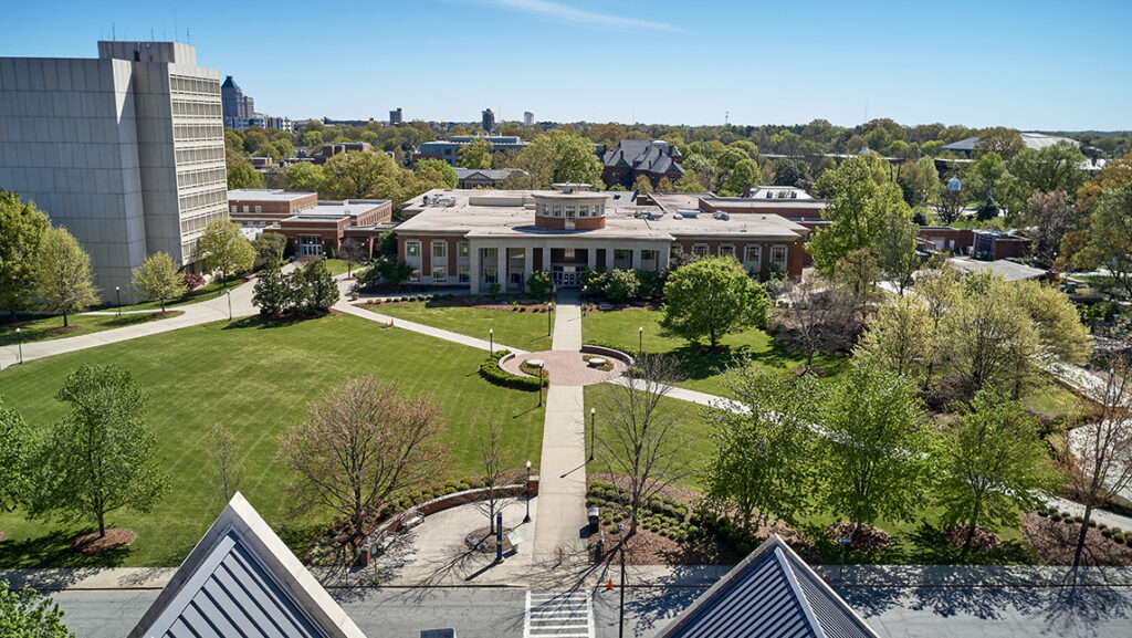 Overhead shot of EUC and Jackson Library