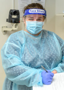 Doctoral student Lauren Bailes in PPE