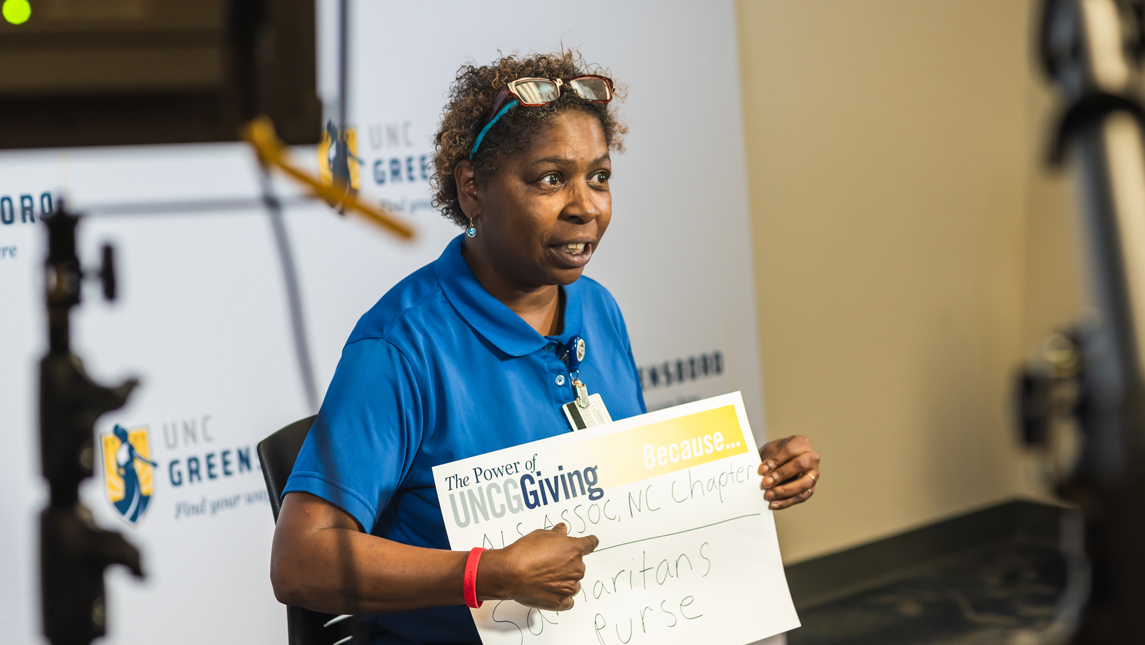 woman with sign