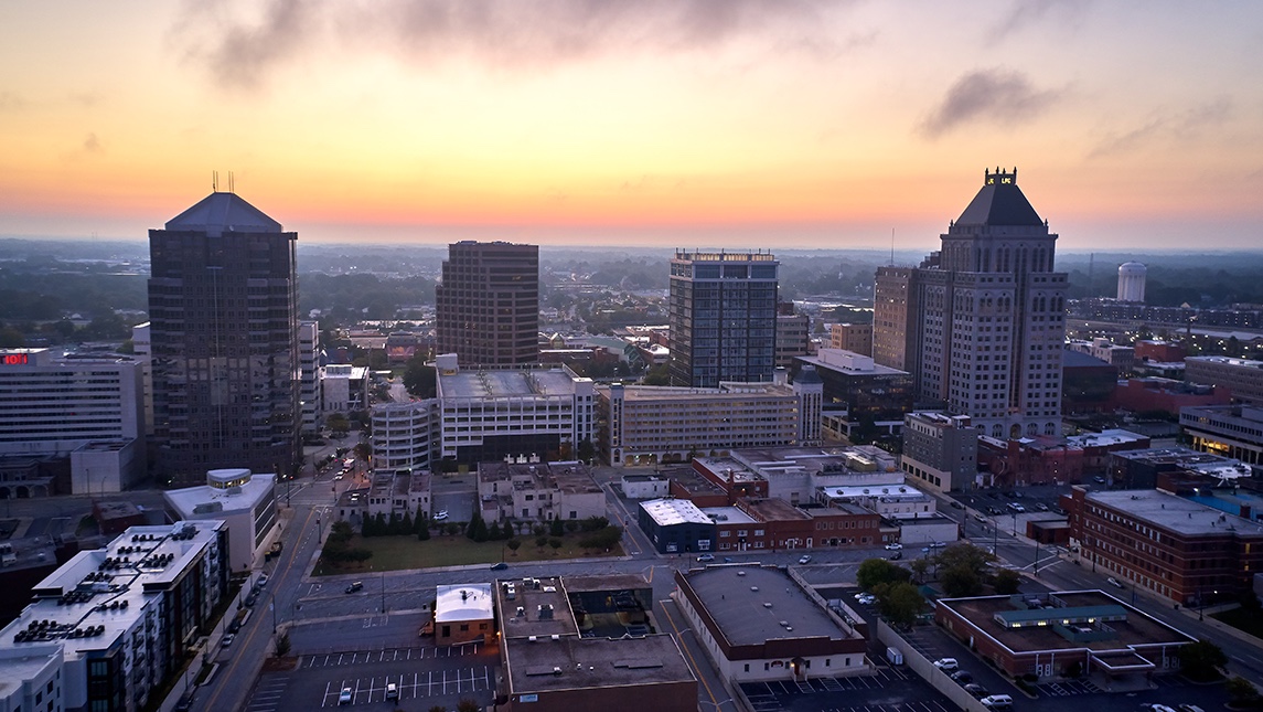 Downtown GSO aerial shot