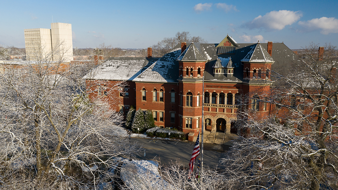 Foust building in the winter