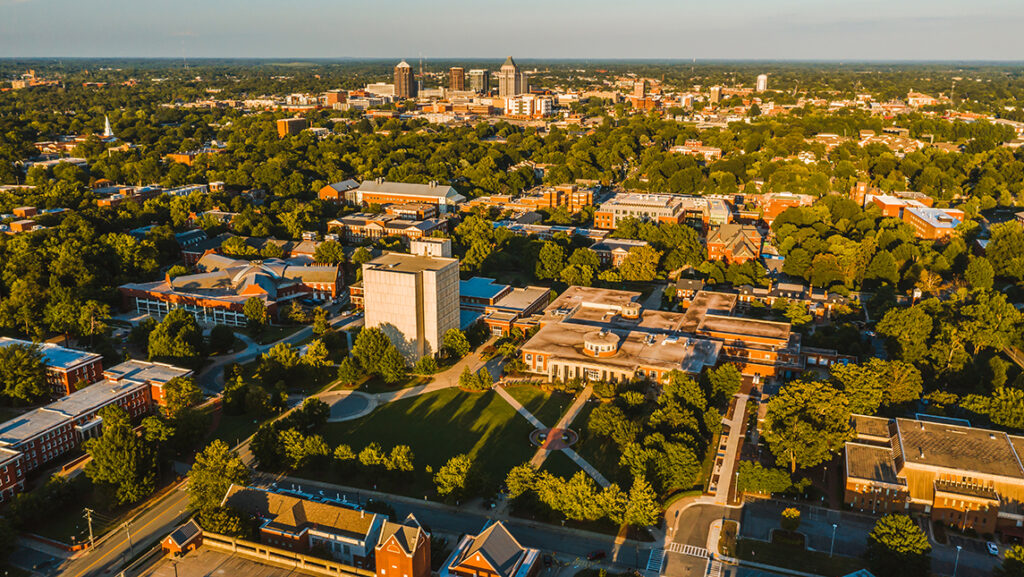 Aerial shot of campus