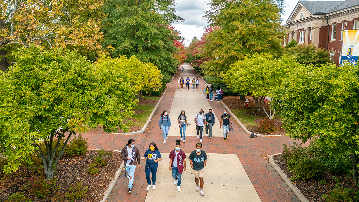 Students walking on College Avenue