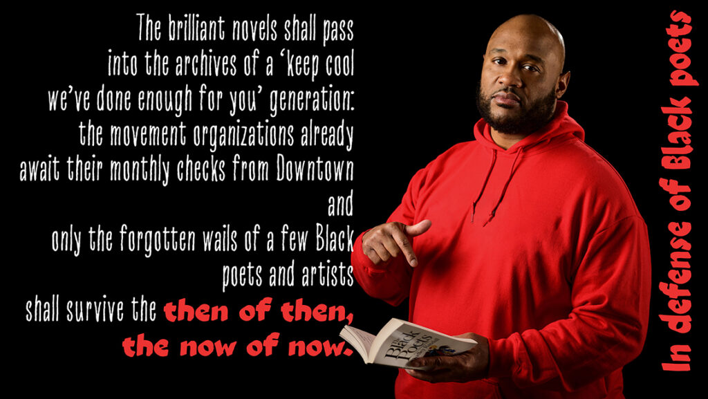 Professor Demetrius Noble and the lines of the poem "In defense of Black poets"