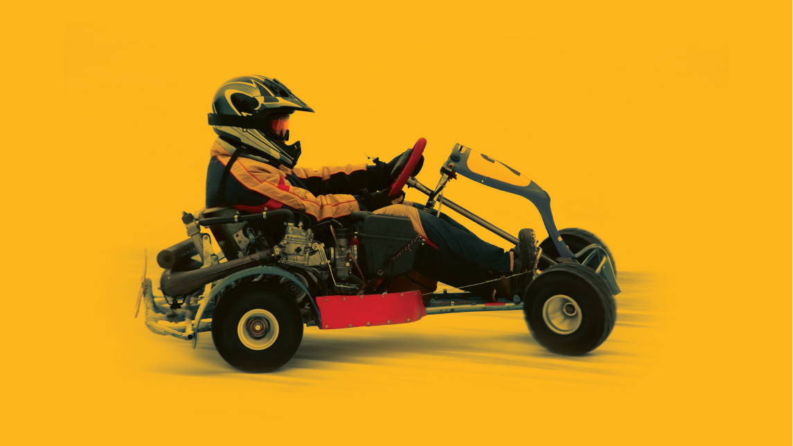 Go kart on a yellow background