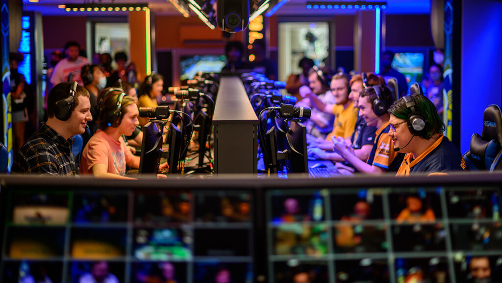 Students sitting at PCs in UNCG's esports arena