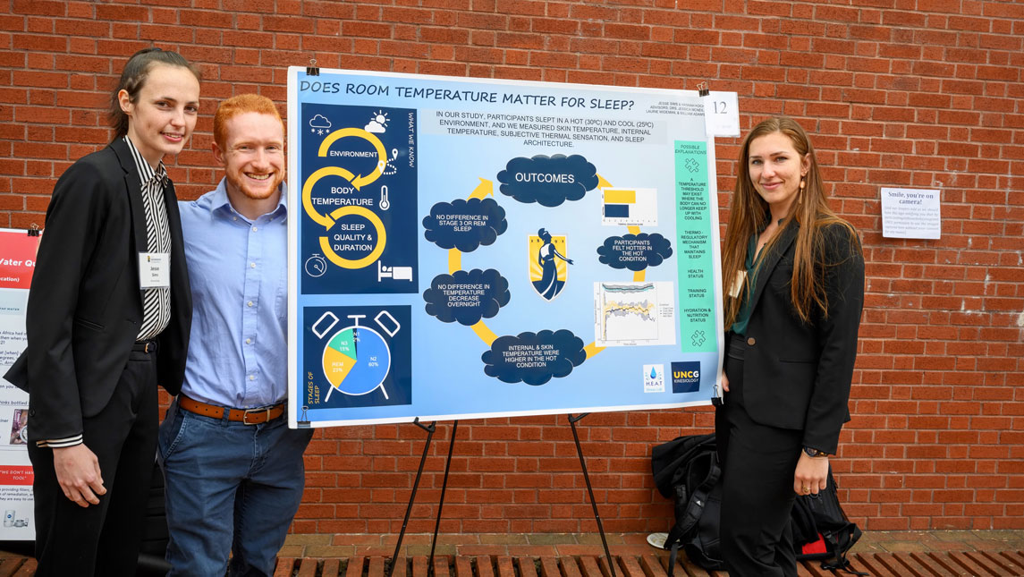 students presenting poster