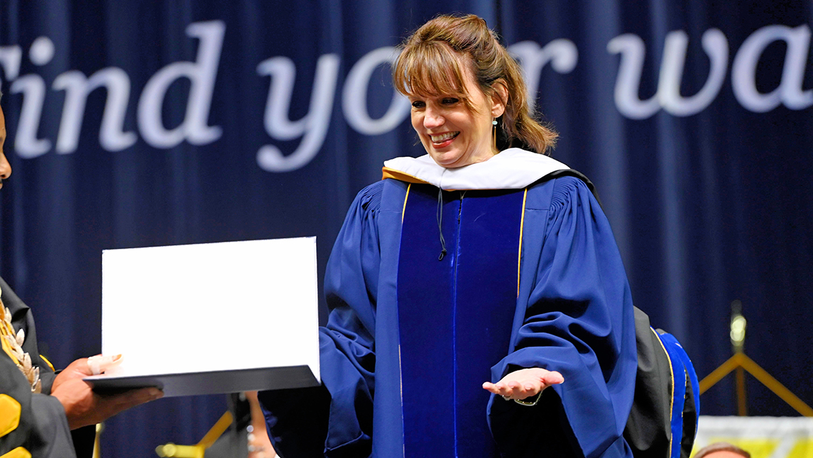 Beth Leavel receiving an honorary degree from UNC Greensboro