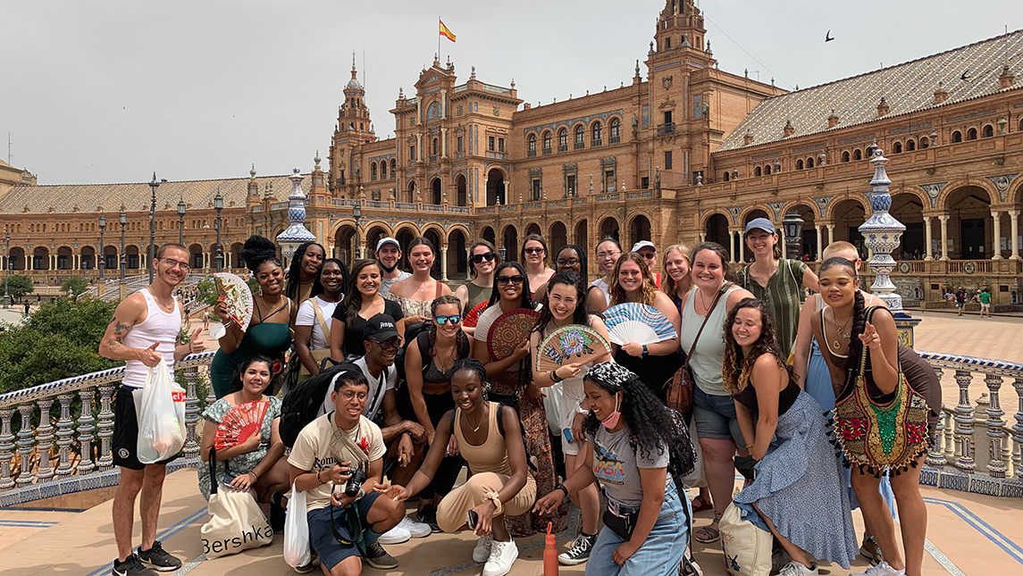 Dana Broadus with other UNCG students studying abroad in Spain