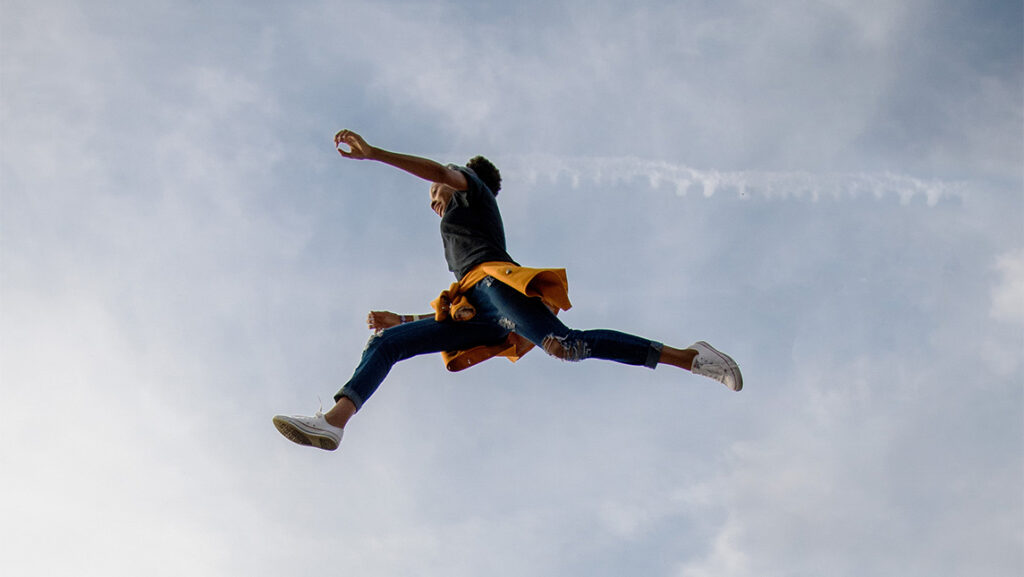 woman seeming to fly