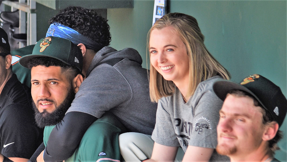 UNCG's Madeleine Meinhold is the team nutritionist for the Greensboro Grasshoppers this baseball season.