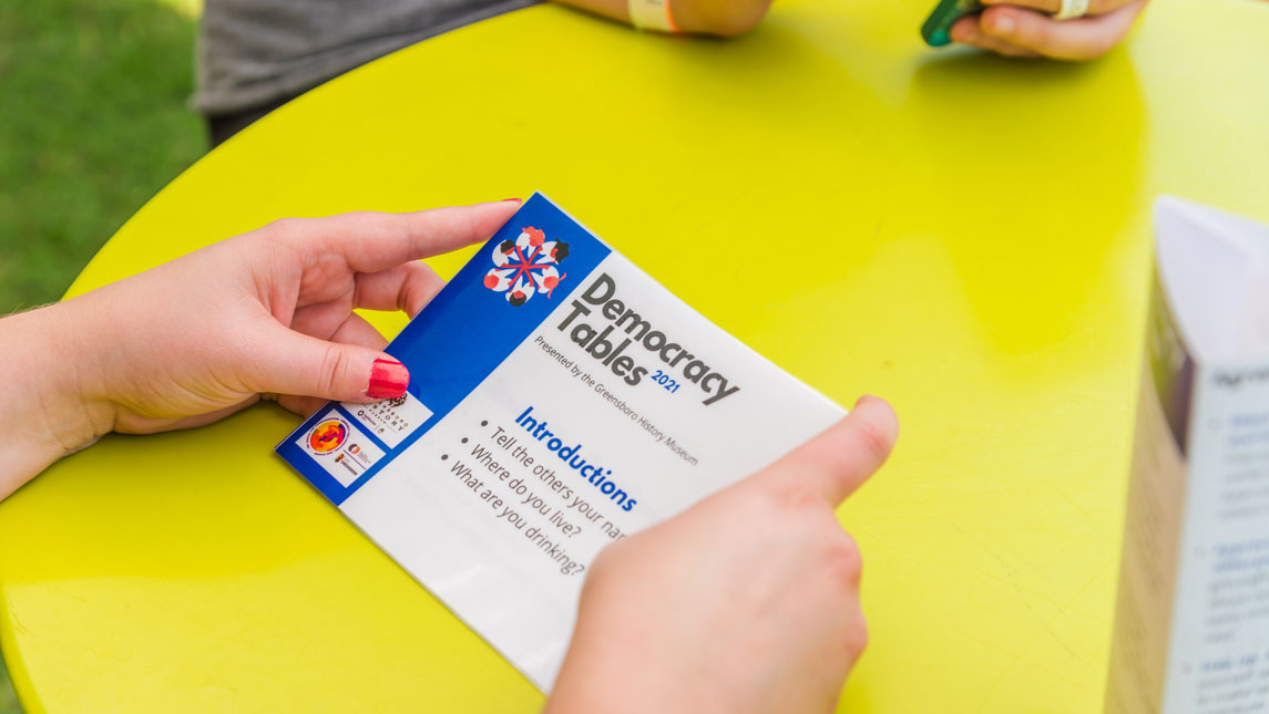 a flyer over a table