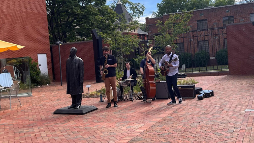 UNCG Jazz Band plays in the Weatherspoon Art Museum courtyard