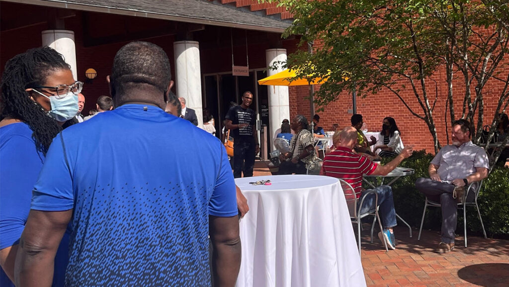 Guests at the 2022 Juneteenth Celebration gather at the Weatherspoon Art Museum