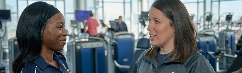 Applied Sports Psychology graduate student Alexis Rice with mentor Dr. Erin Reifsteck in the Kaplan Center for Wellness.