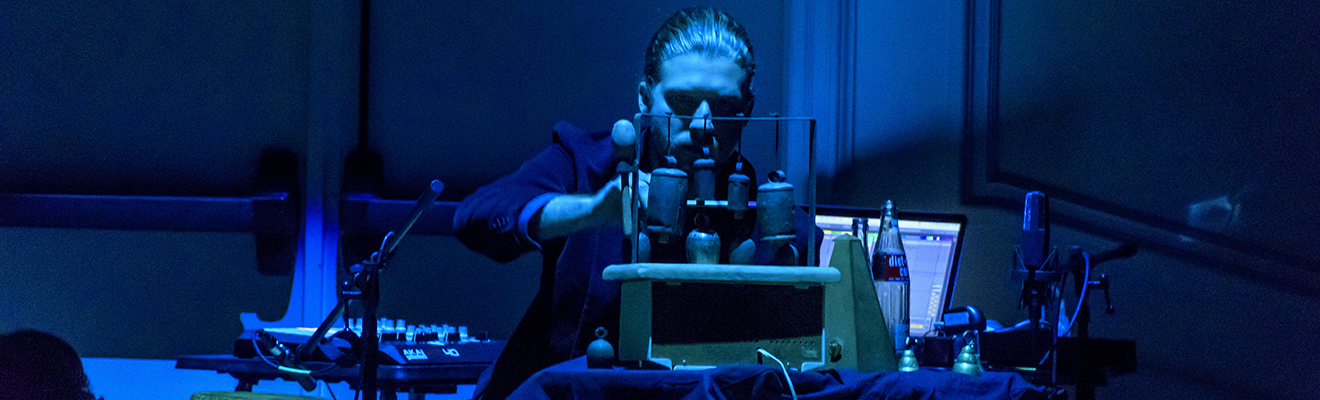 Student composer performs an original work at the annual Collage Concert.