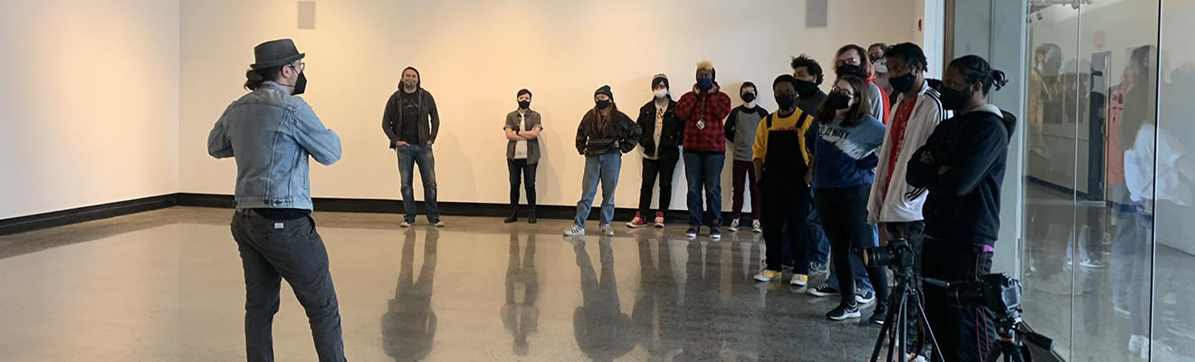 Students prepare to record reference footage in the Introduction to 3D Animation class.