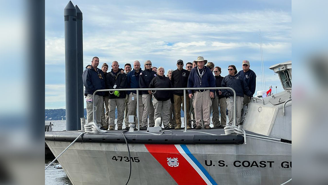 Dr. Audrey Snyder on U.S. Coast Guard ship with others