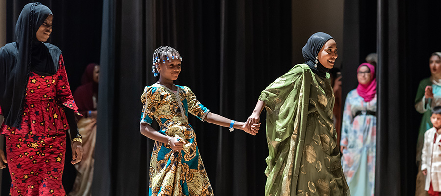 Students perform at the event "Islam Around the World."