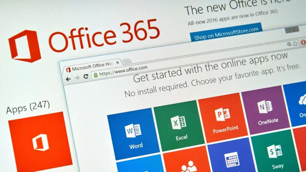 Computer desktop pulls up Microsoft 365.