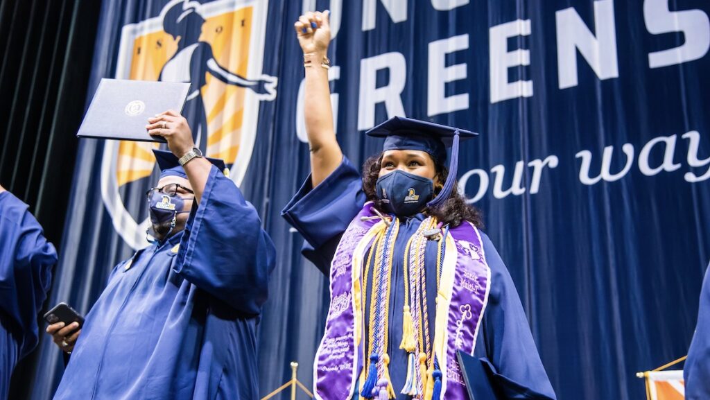 LeNora Harley at UNCG's commencement in May 2021.