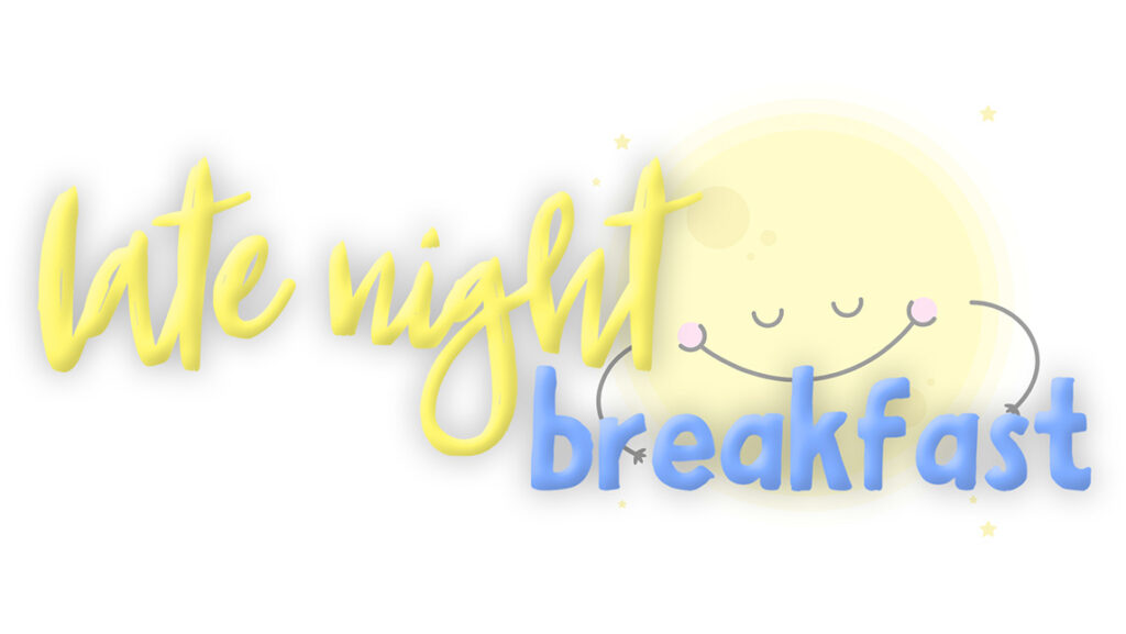 Late Night Breakfast logo with a smiling moon.