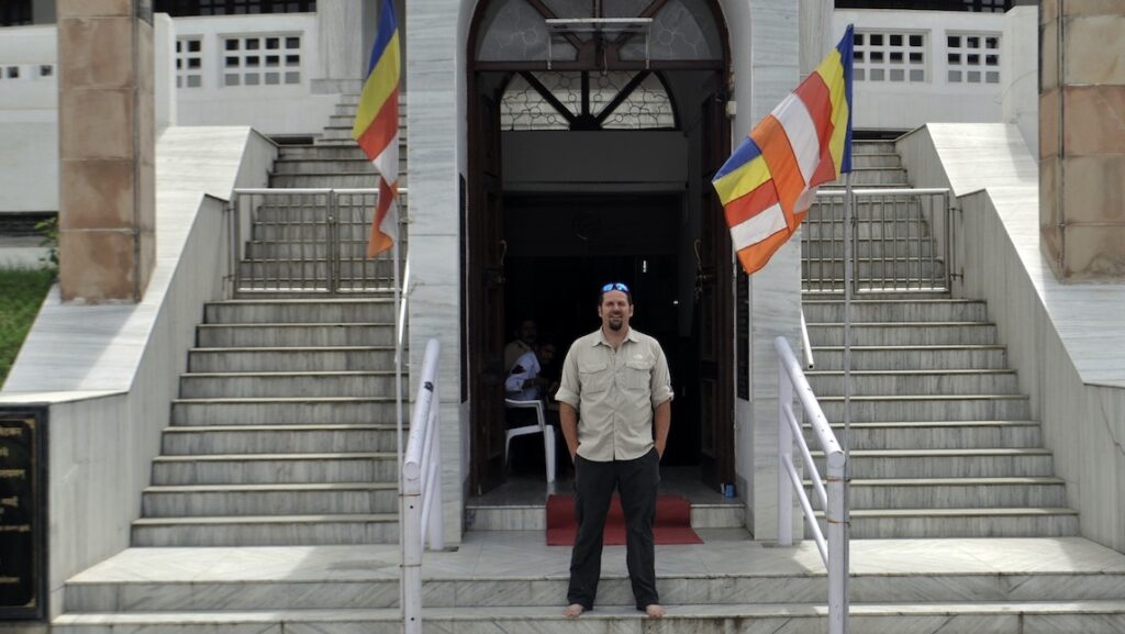 Dr. Jeremy Rinker stands outside Dikshabhumi in Nagpur.