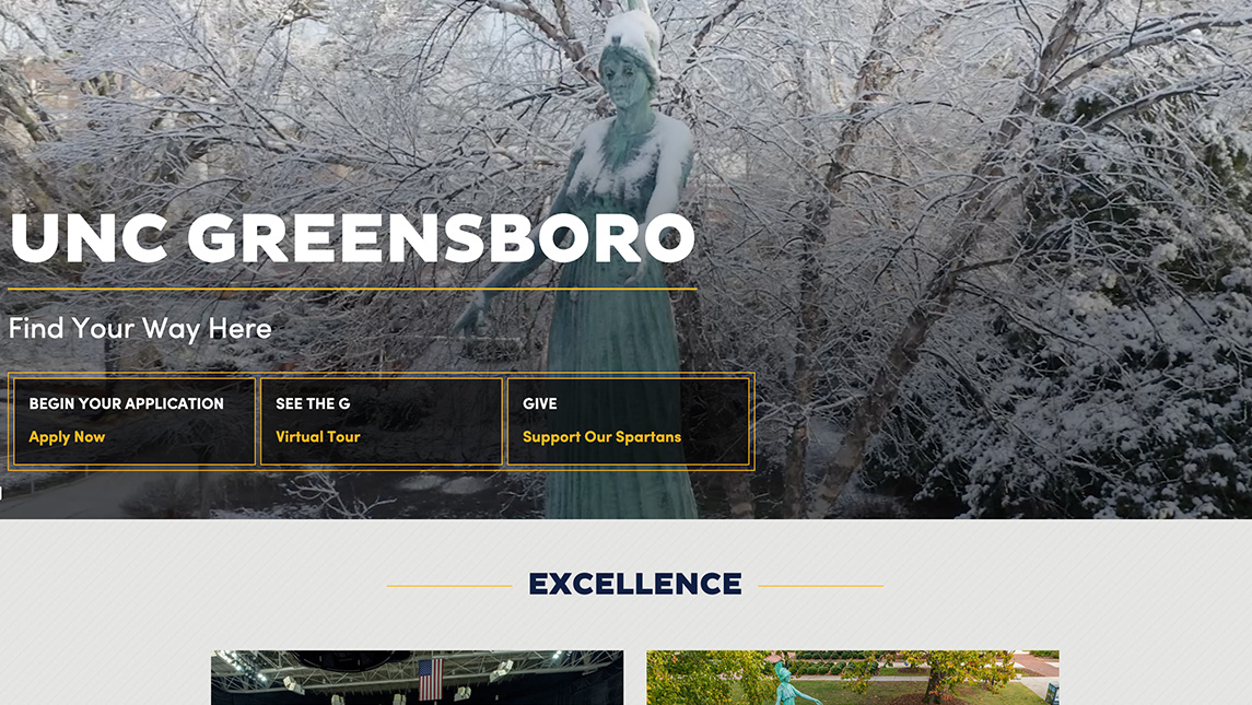 The new UNCG homepage.