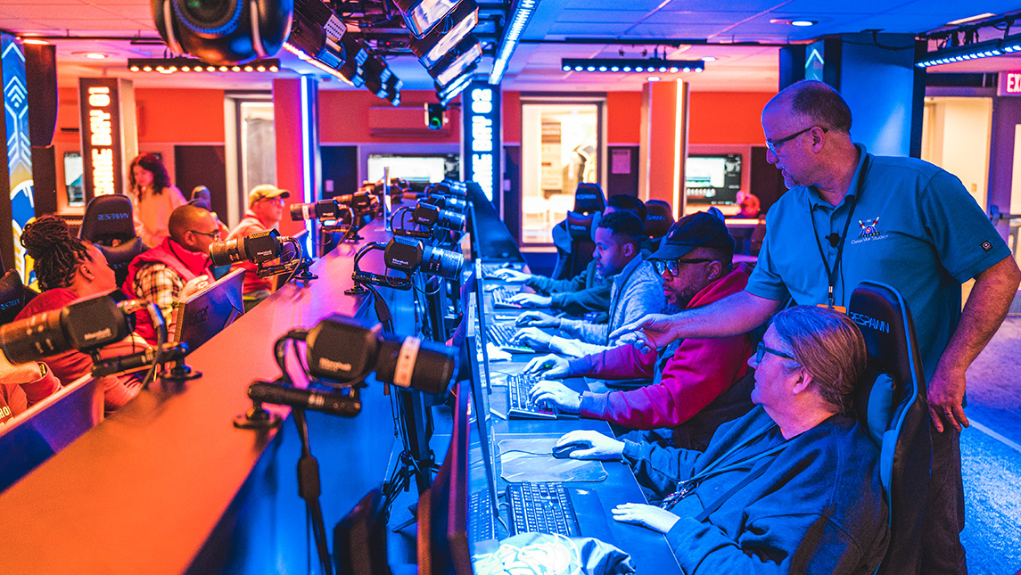 NC high school educators learn about 3D interactive in the esports arena and learning lab.