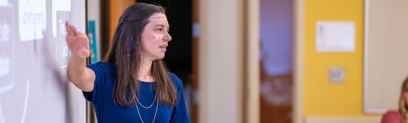 Lisa Barron instructs a class in the LIS department