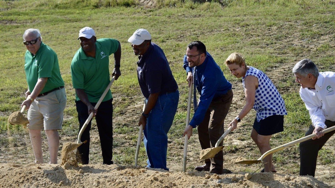 Phil helps break ground for Greensboro's new Dog Park. 