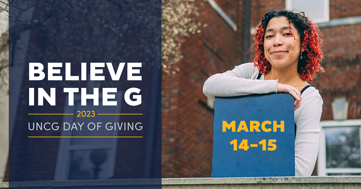 Believe in the G flyer with sign saying March 14-15