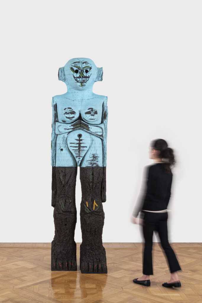 Image:  Huma Bhabha, Receiver, 2019 (detail). Bronze, 98 3/4 x 18 x 25 in. Edition 3/4. Weatherspoon Art Museum. Purchase with funds from the Tannenbaum-Sternberger Foundation in memory of Leah Louise B. Tannenbaum, the Weatherspoon Art Museum Acquisition Endowment, and the Weatherspoon Guild Acquisition Endowment, and by exchange. © Huma Bhabha, photo courtesy of the artist; David Zwirner, New York; and Salon 94, New York
