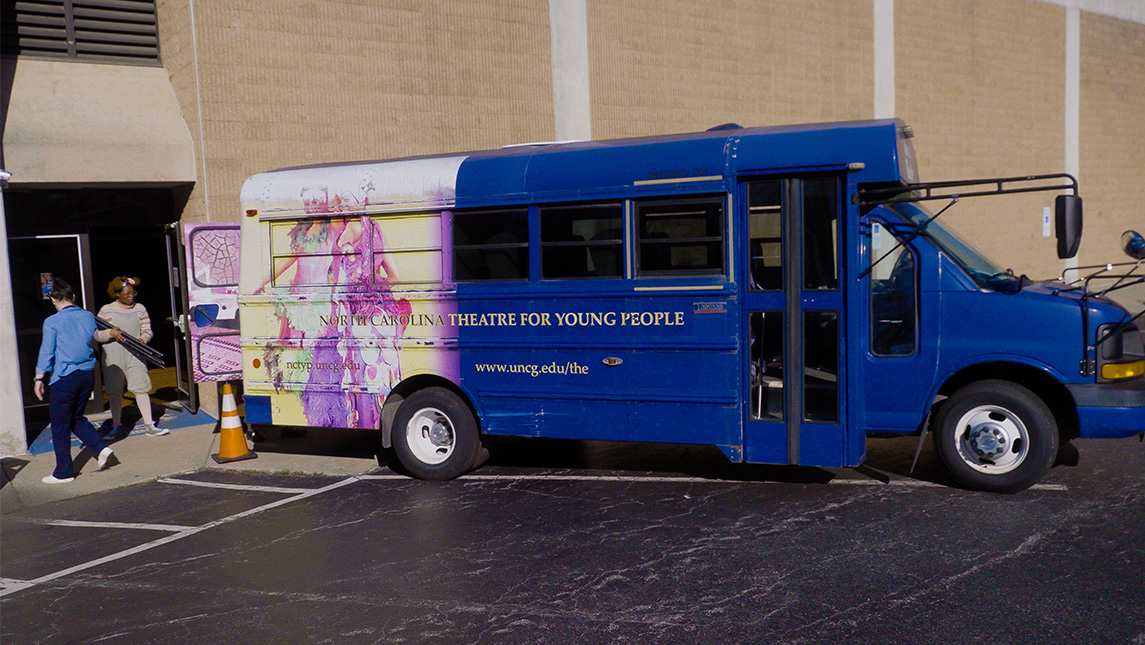 A van transports the cast and set to mobile locations.