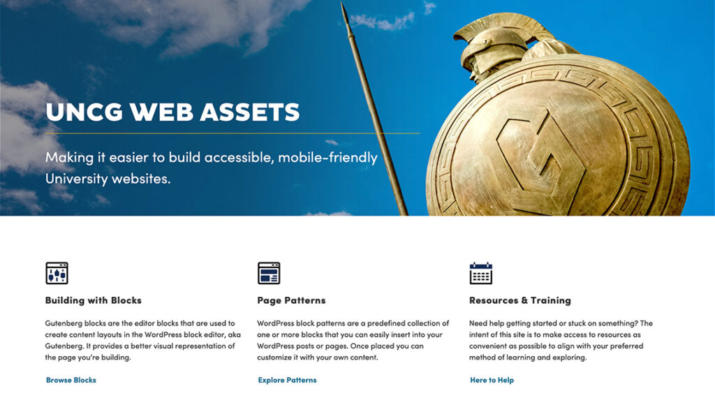 Screenshot of the theme assets website main page.