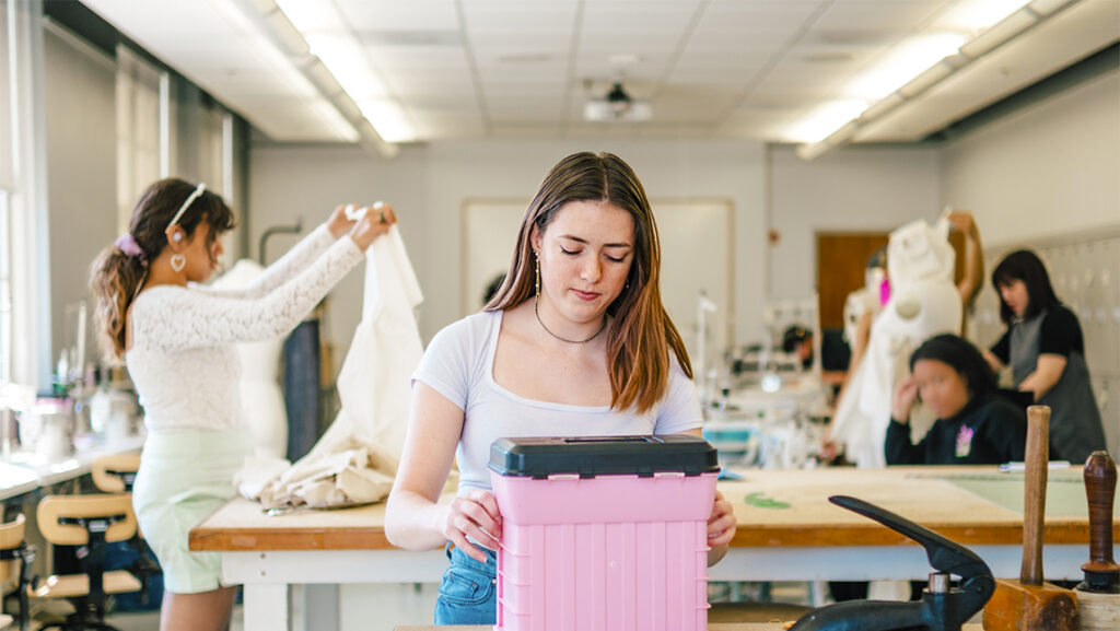 Working in the classroom.