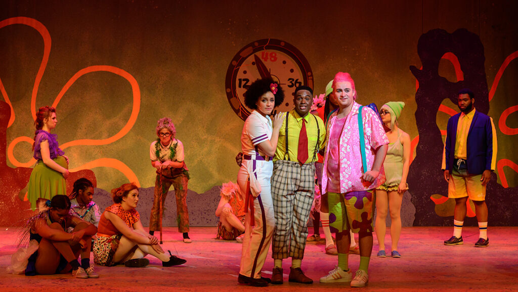 UNCG Spongebob the Musical performers on stage