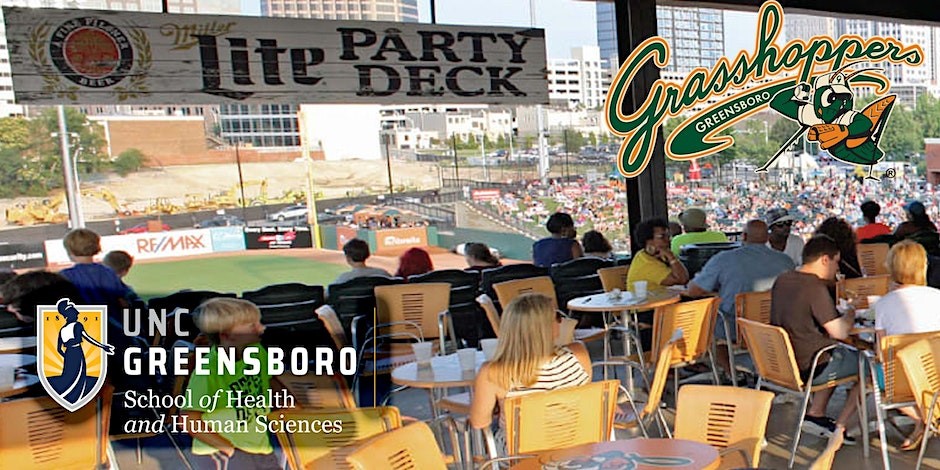Greensboro grasshopper stadium party deck view into the field