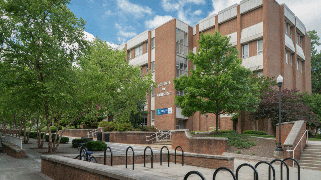 Outside photo of UNCG Moore Nursing Building